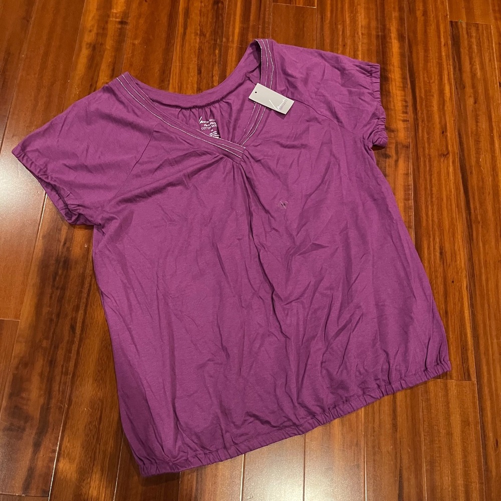 Lane Bryant T-Shirt Top Purple Rhinestone‎ V-Neck Cotton Modal New NWT Size 14